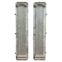 Pair of French 18th Century Original Painted Columns and Capitals