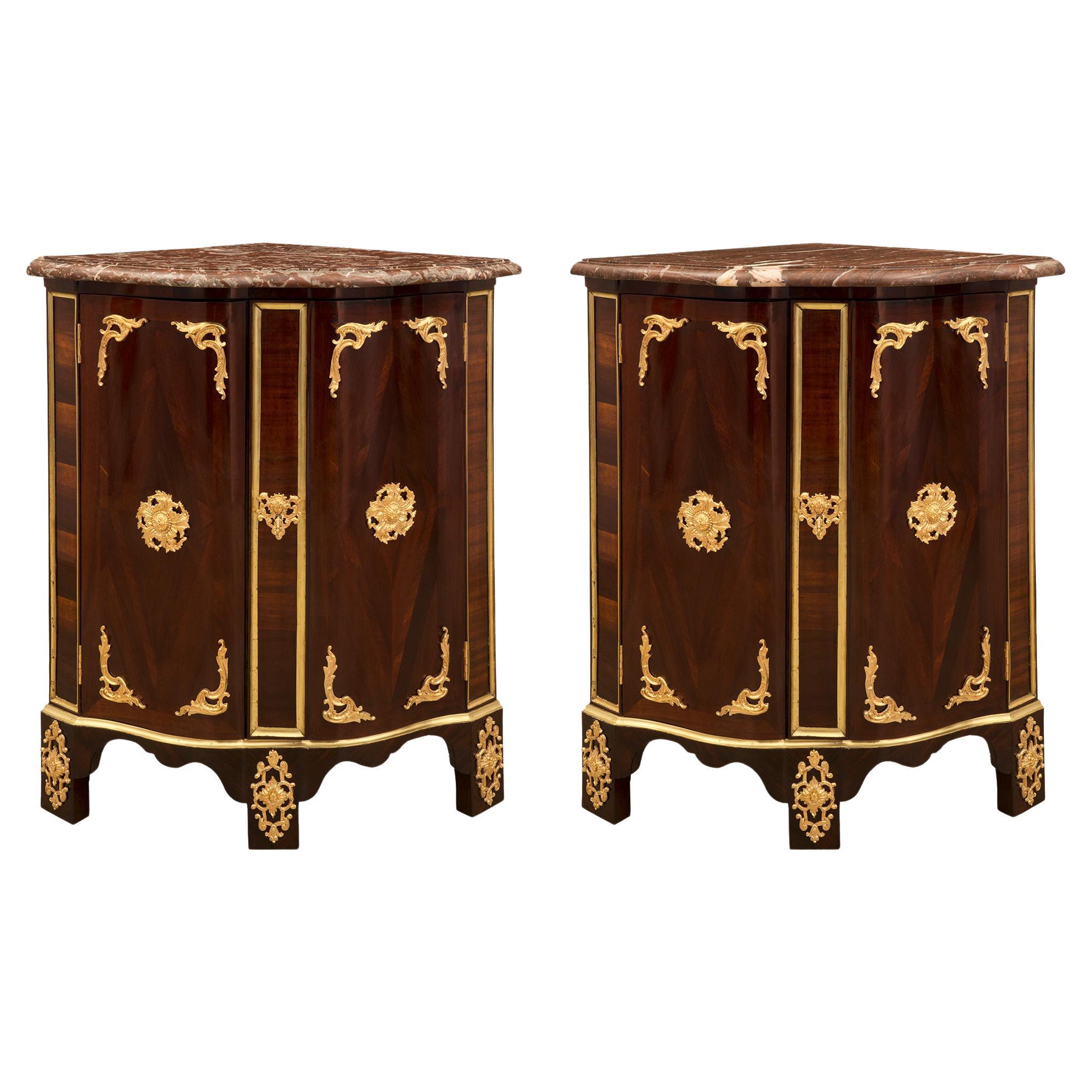 Pair of French 18th Century Régence St. Encoignure Corner Cabinets For Sale