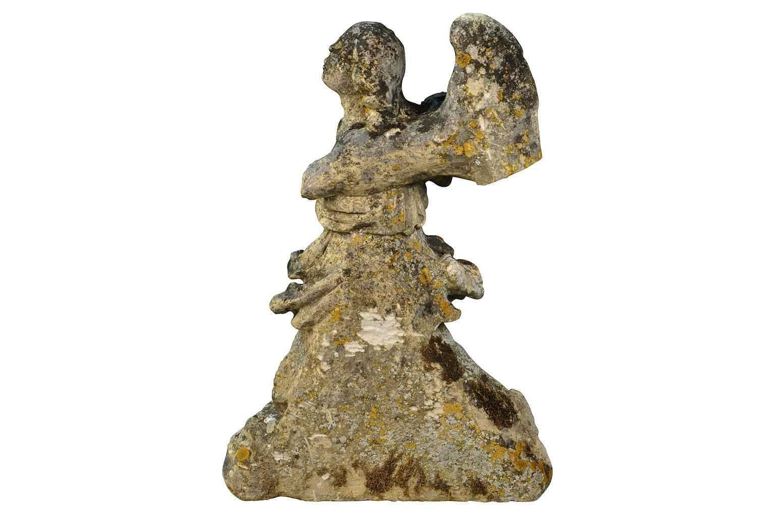 Pair of French 18th Century Stone Angels 3
