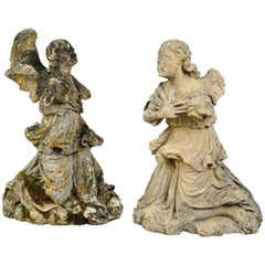 Pair of French 18th Century Stone Angels