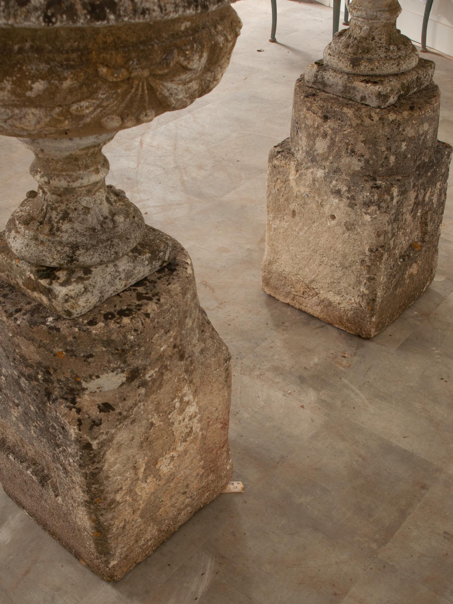 Pair of French 18th Century Stone Planters For Sale at 1stDibs