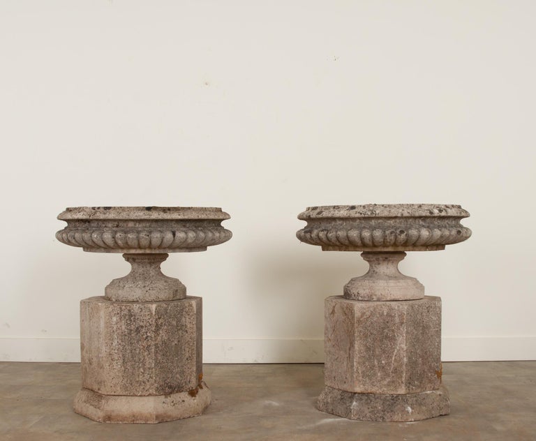 Pair of French 18th Century Stone Planters For Sale at 1stDibs