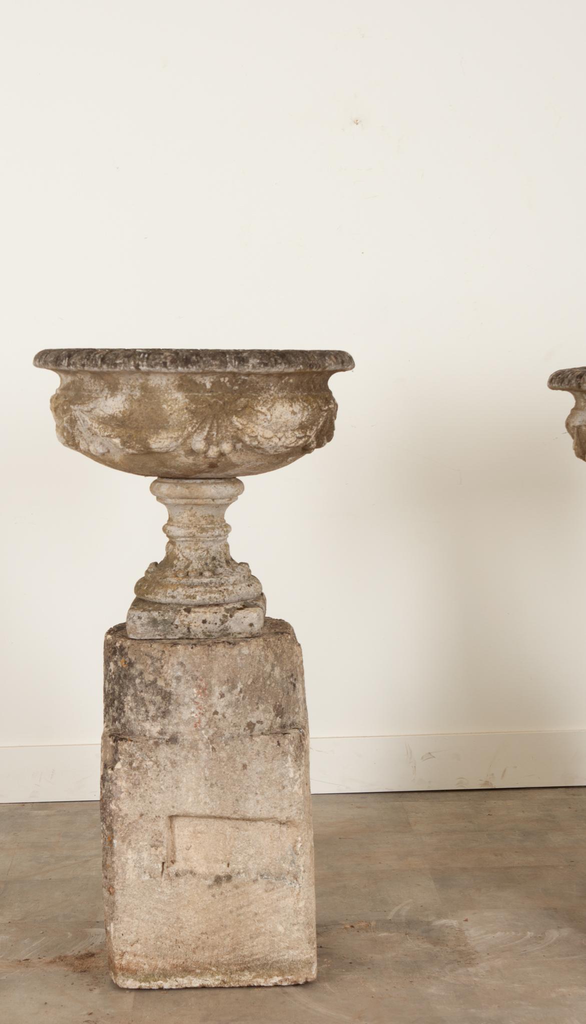 Pair of French 18th Century Stone Planters For Sale at 1stDibs