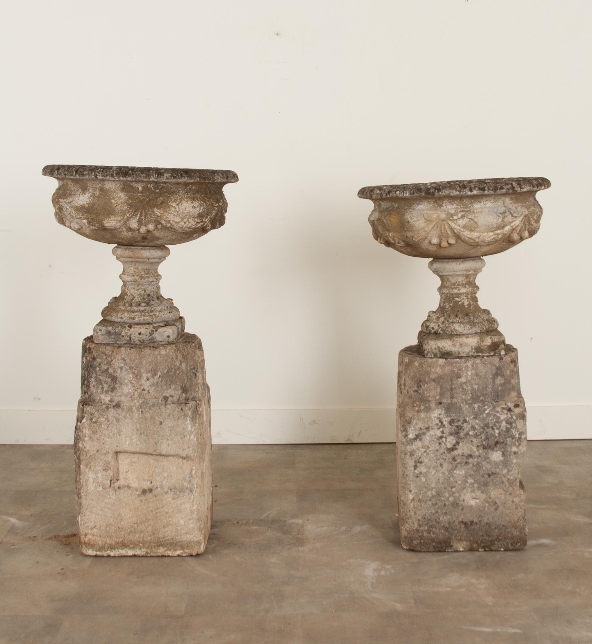 Pair of French 18th Century Stone Planters For Sale at 1stDibs
