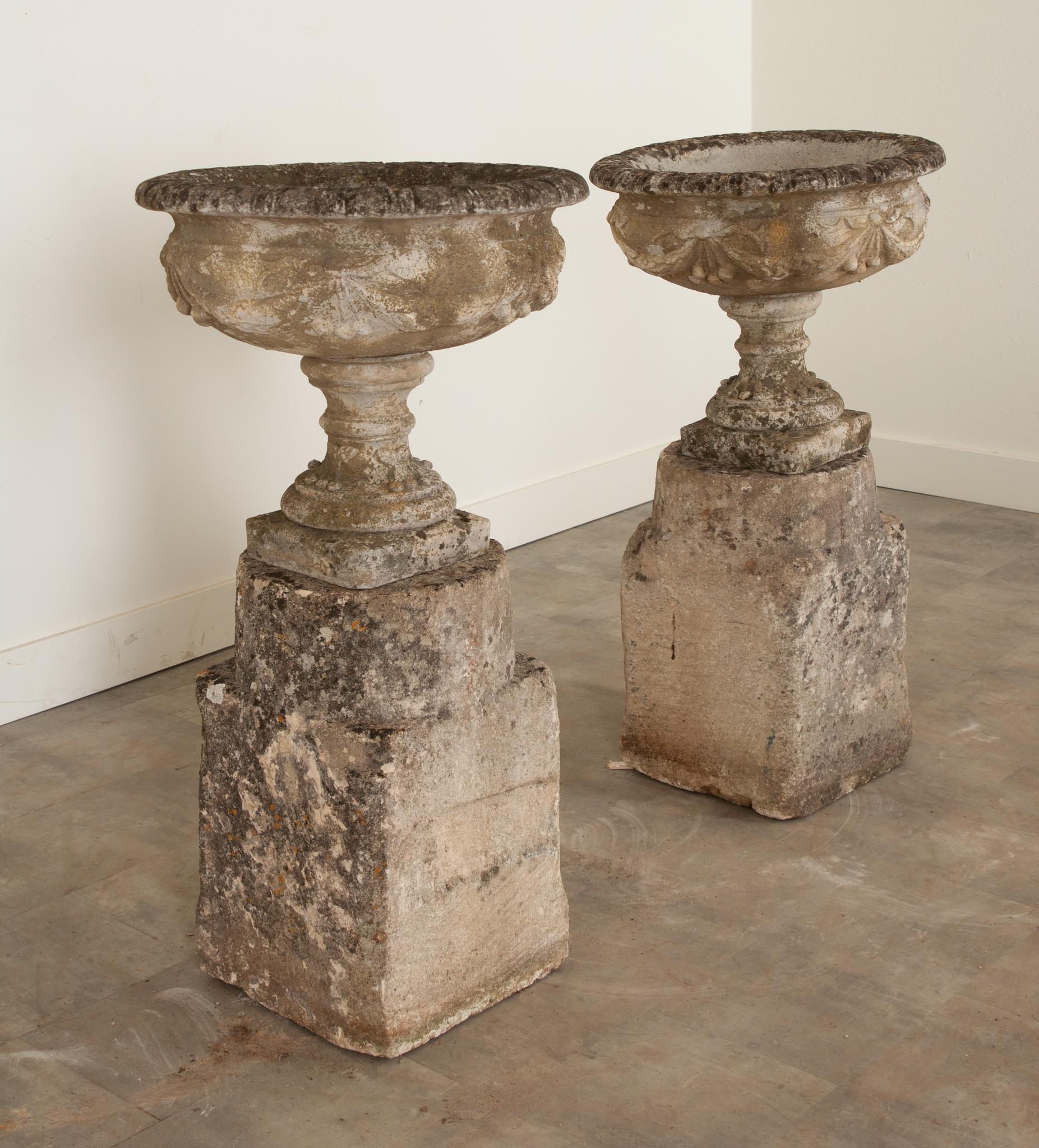 Pair of French 18th Century Stone Planters For Sale at 1stDibs