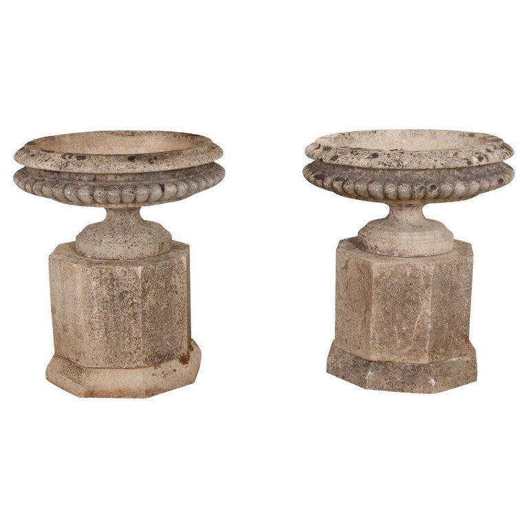 Pair of French 18th Century Stone Planters For Sale at 1stDibs