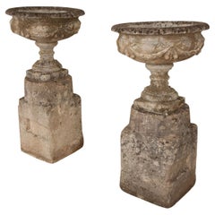 Pair of French 18th Century Stone Planters