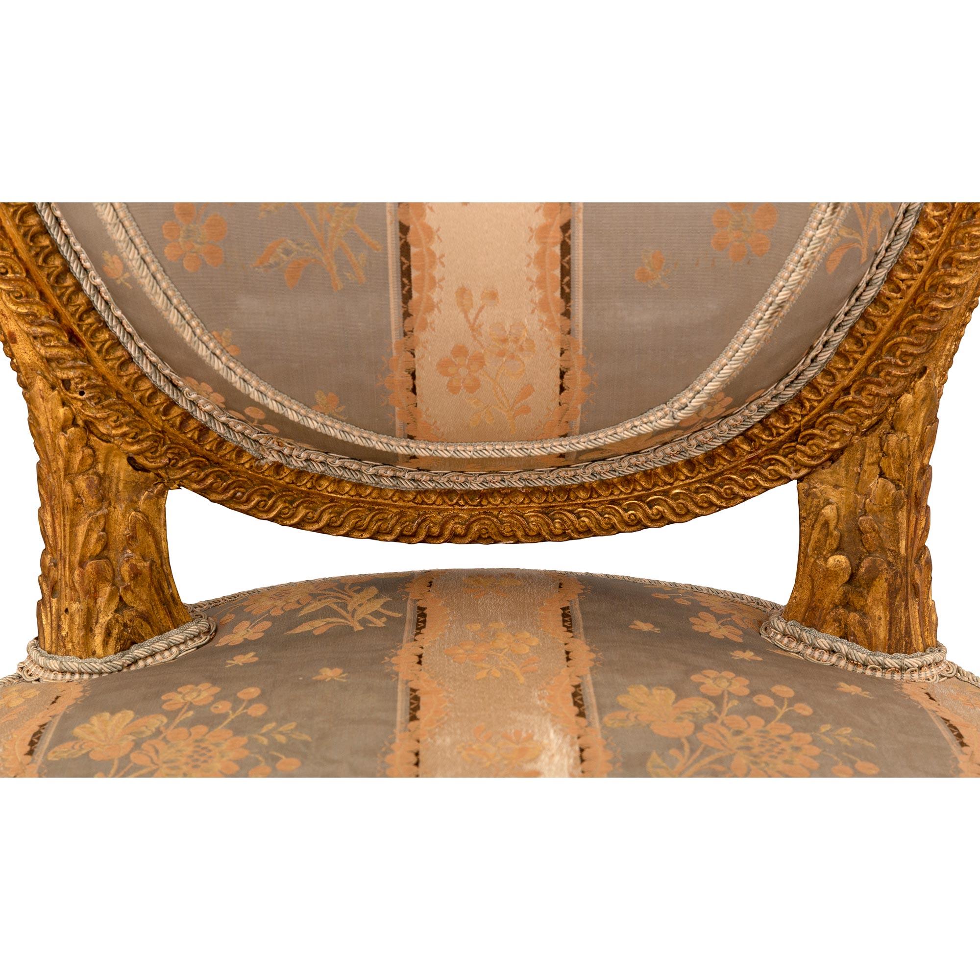 Pair of French 18th Louis XVI Period Giltwood Side Chairs 2