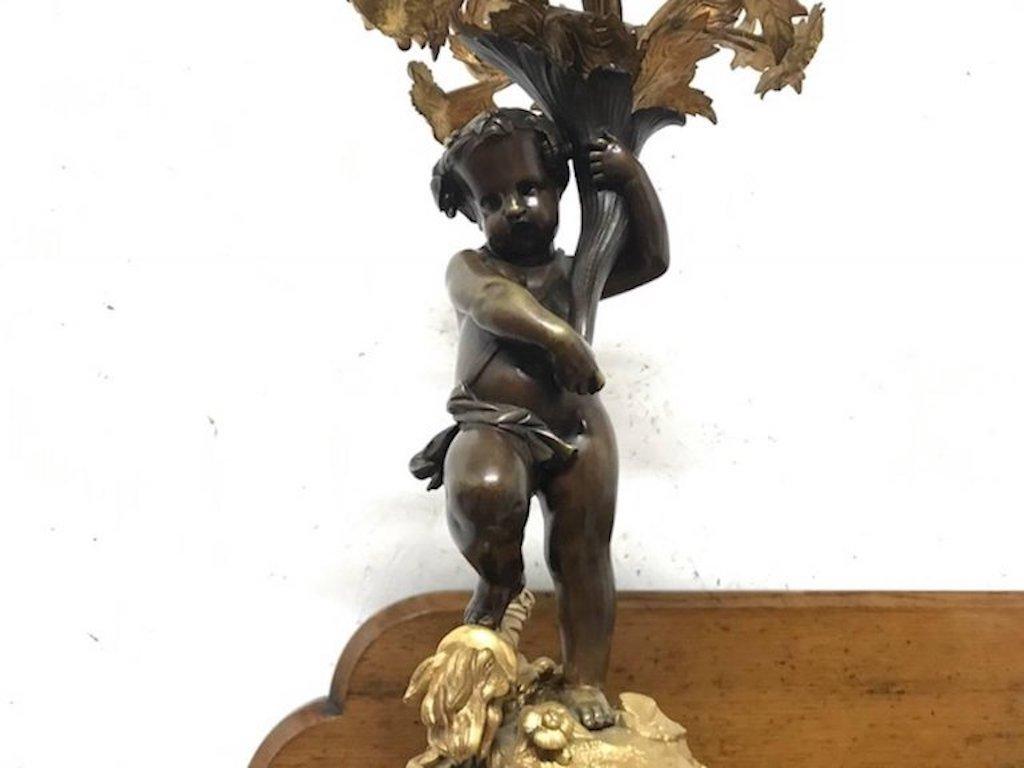 Paire de chandeliers en bronze coulé Putti 'Cherub' du 19ème siècle en vente 3