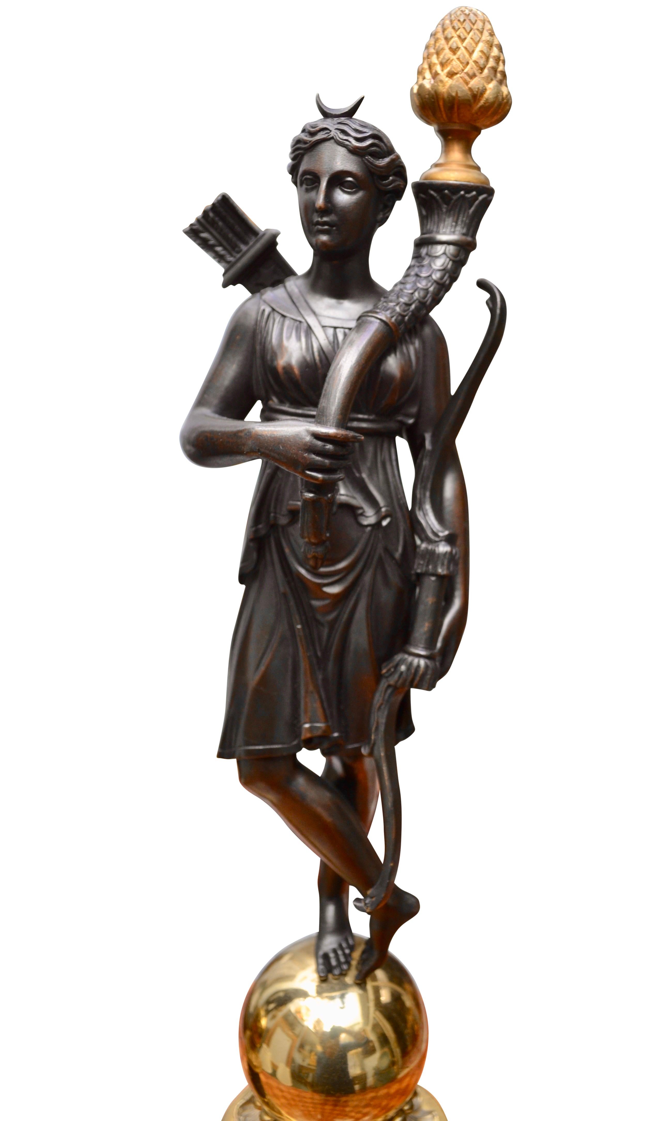 Coppia di lampade neoclassiche francesi in bronzo del 19° secolo in vendita 2