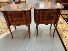 Pair of French 19 th century night stands/cabinets marble top