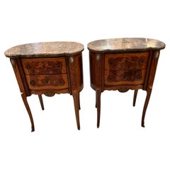 Pair of French 19 th century night stands/cabinets marble top