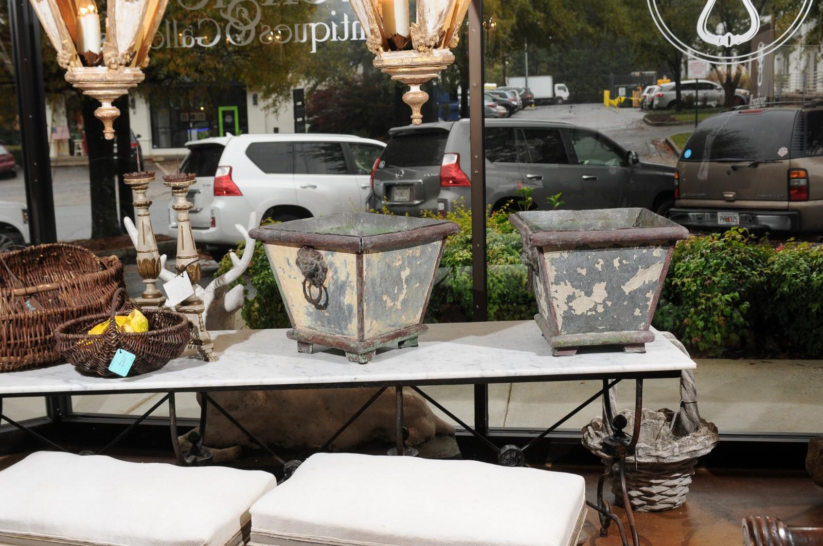 weathered zinc planters