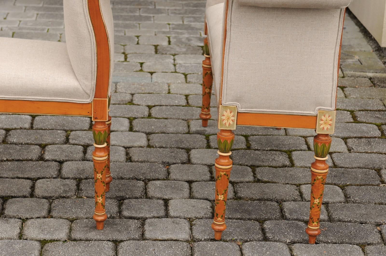 Pair of French Early 20th Century Benches with Hand Painted Floral Décor  8
