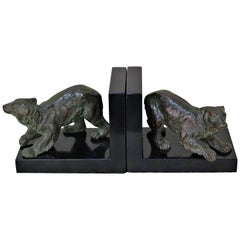 Pair of French, 1920s Bronze Bear Bookend