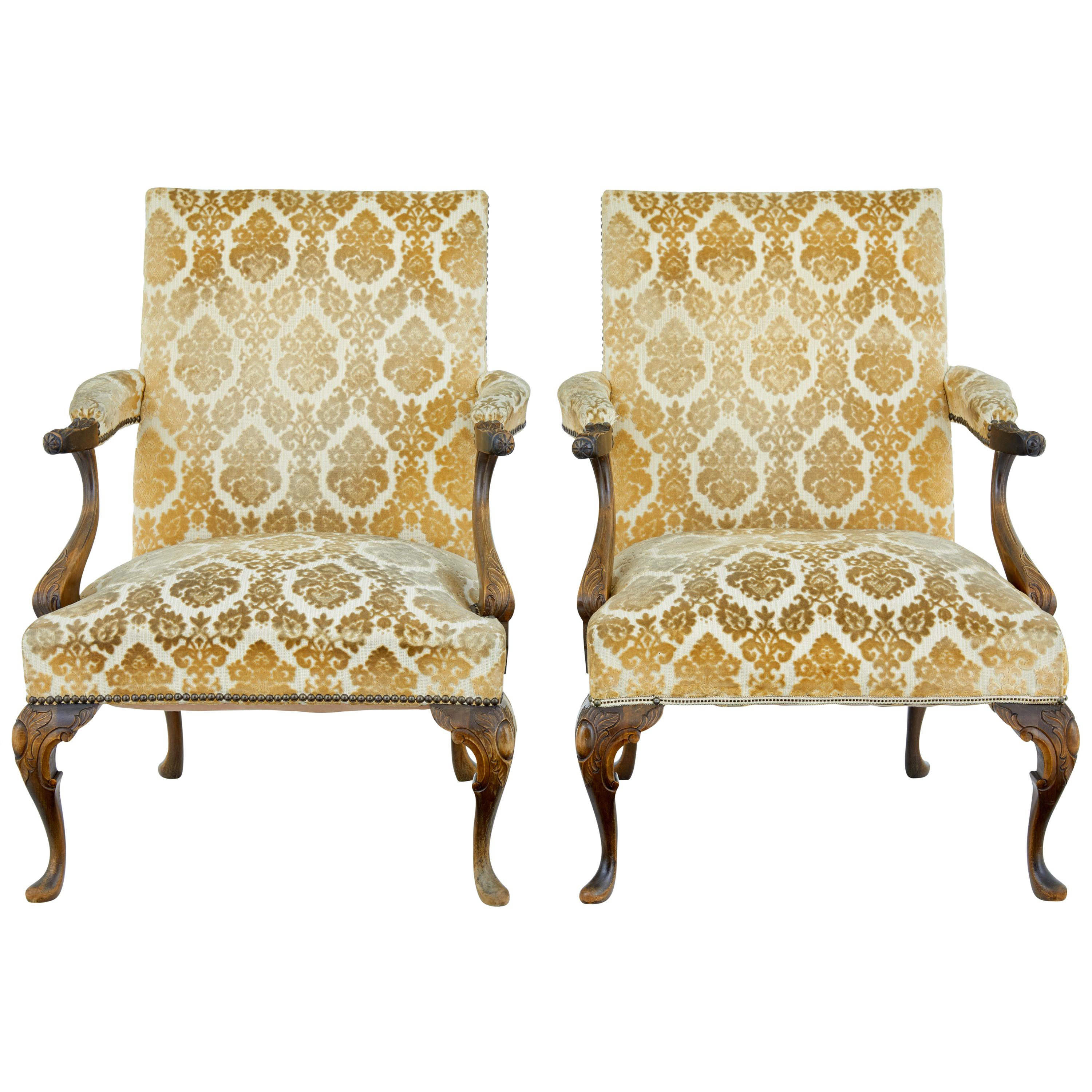 Pair of French 1920s Carved Armchairs