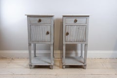 Pair of French 1920s Light Grey Marble Topped Bedside Cabinets or Tables