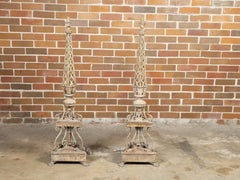 Pair of French 1920s Painted Iron Floor Lamps with Trellis and S-Scrolls, Wired