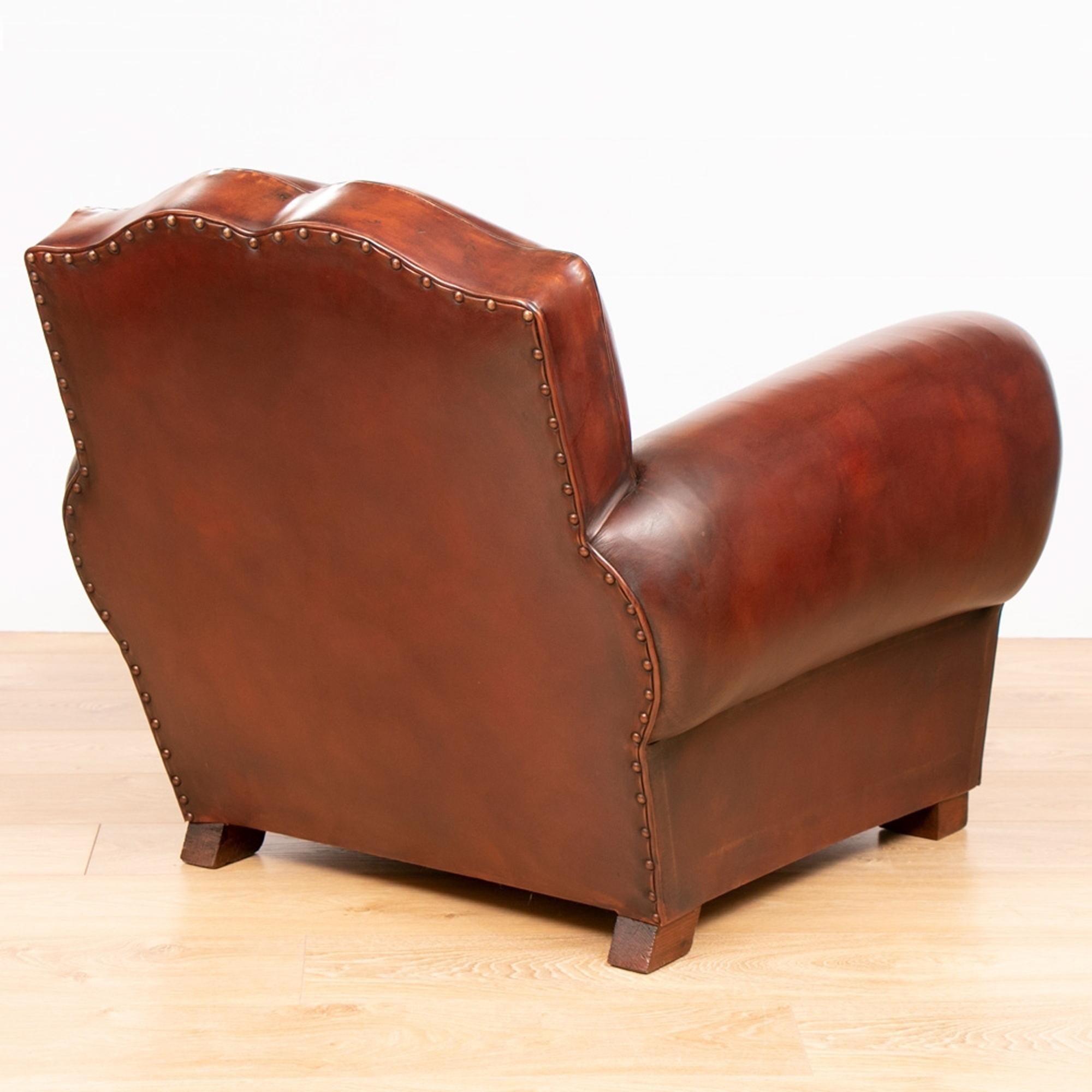 Pair of French 1930s Chocolate Brown Leather 