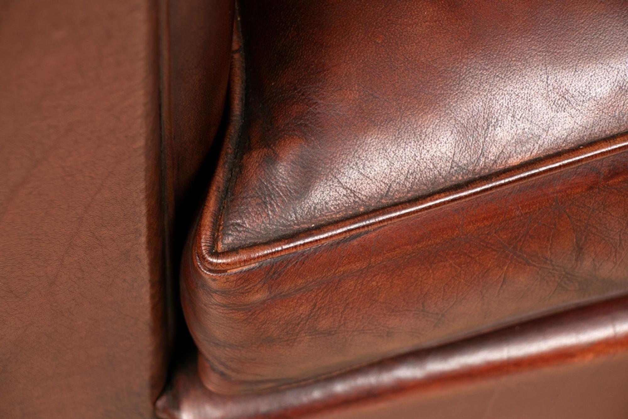 Pair of French 1930s Chocolate Brown Leather 