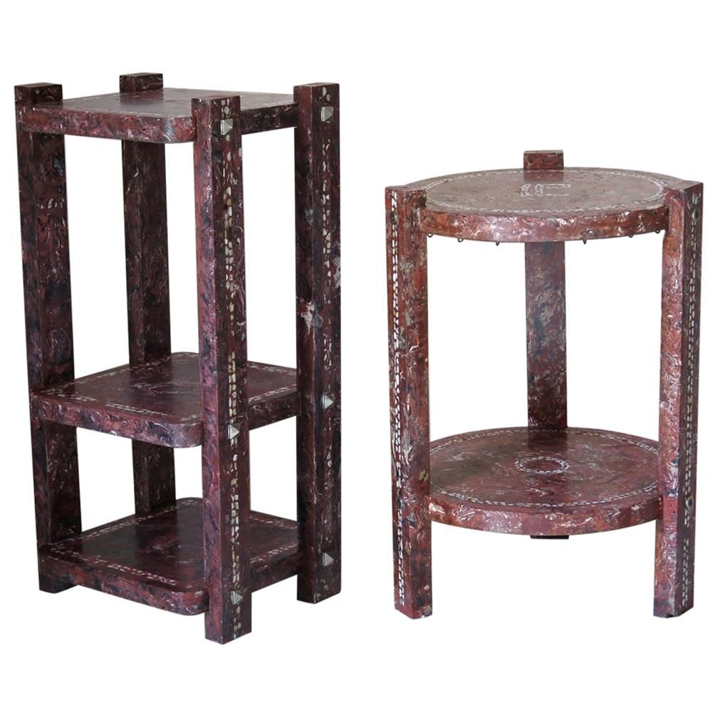 Pair of French 1930s Terrazzo Side Tables For Sale