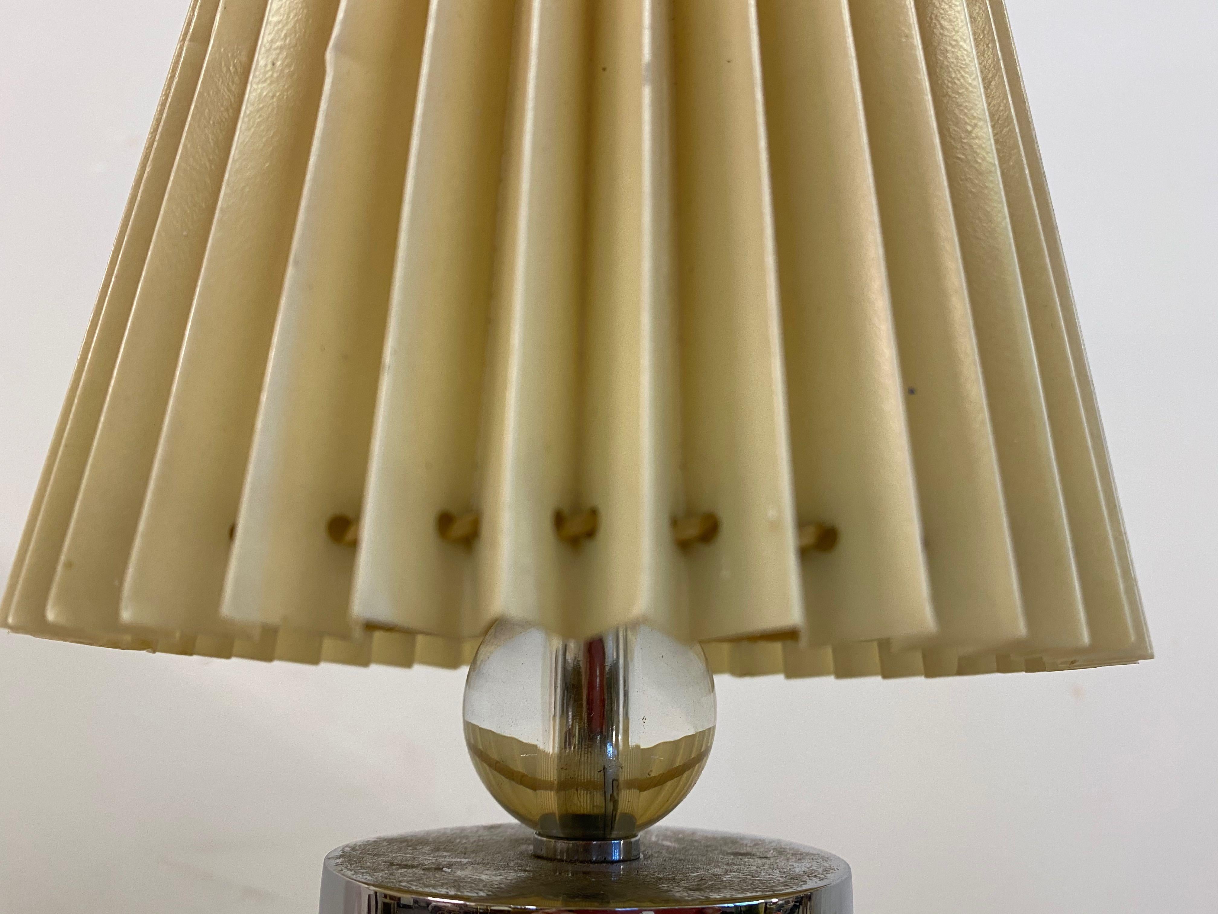 Pair of French 1940s Chrome and Glass Table Lamps in the Style of Jacques Adnet 3