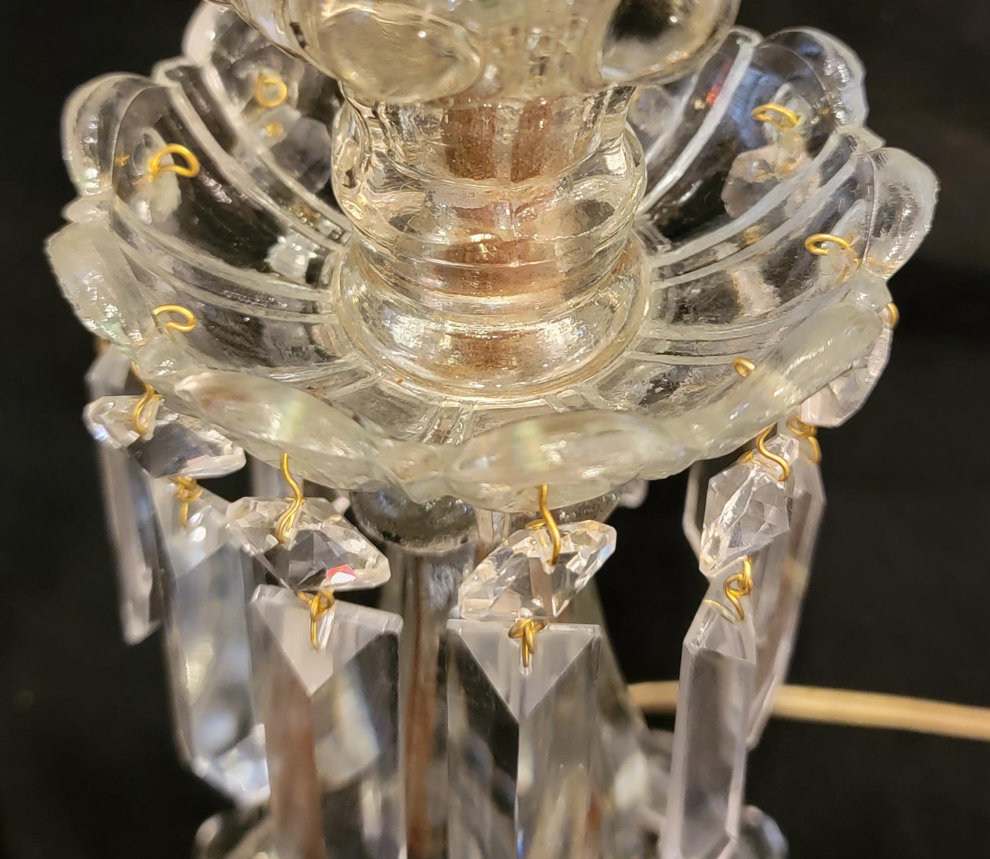 Pair of French 1940s Crystal Baccarat Style Table Lamps For Sale 7