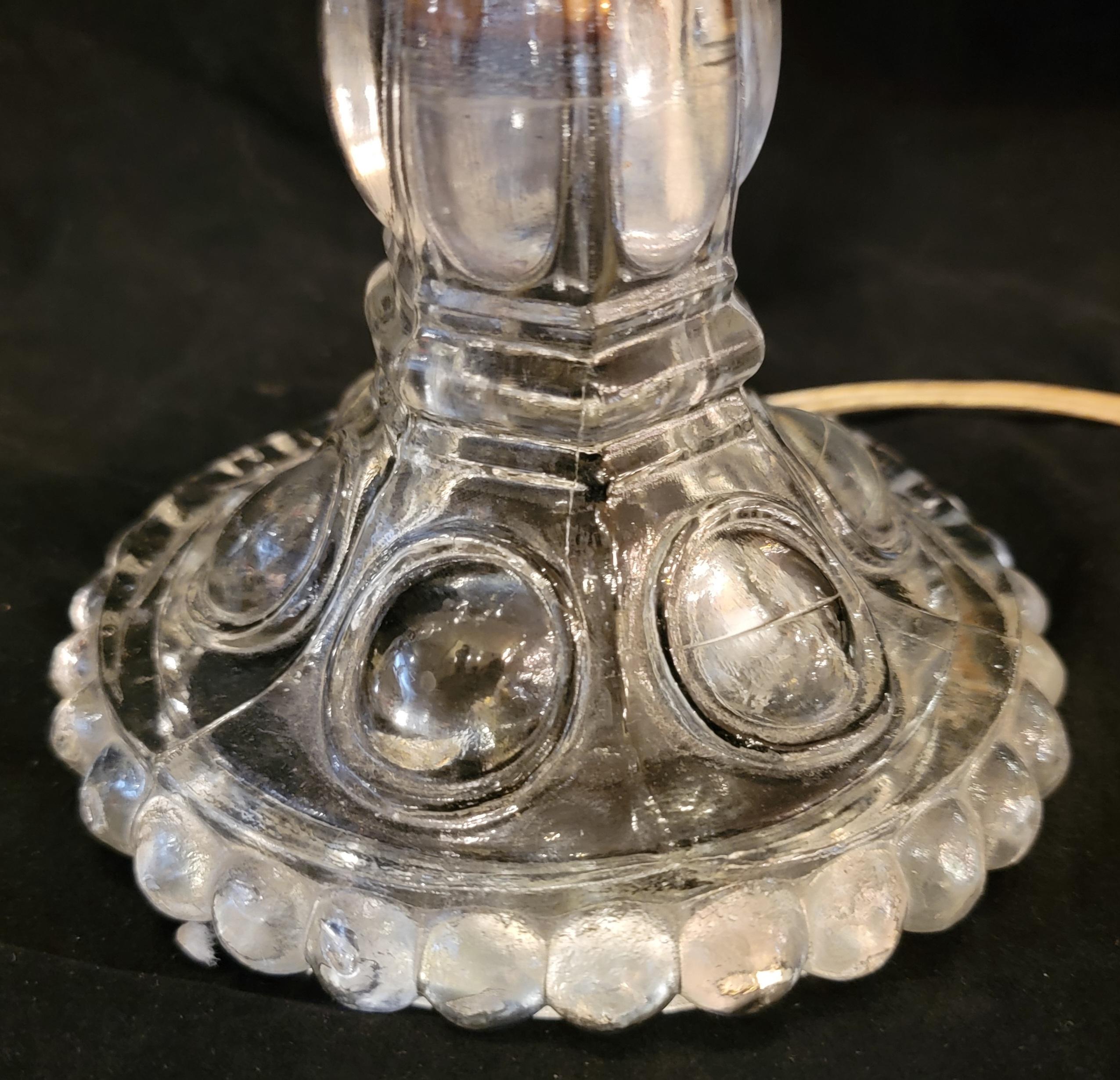 Pair of French 1940s Crystal Baccarat Style Table Lamps For Sale 4