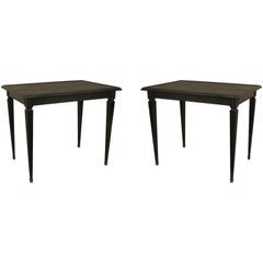 Pair of French 1940s Ebonized Square Low End Tables