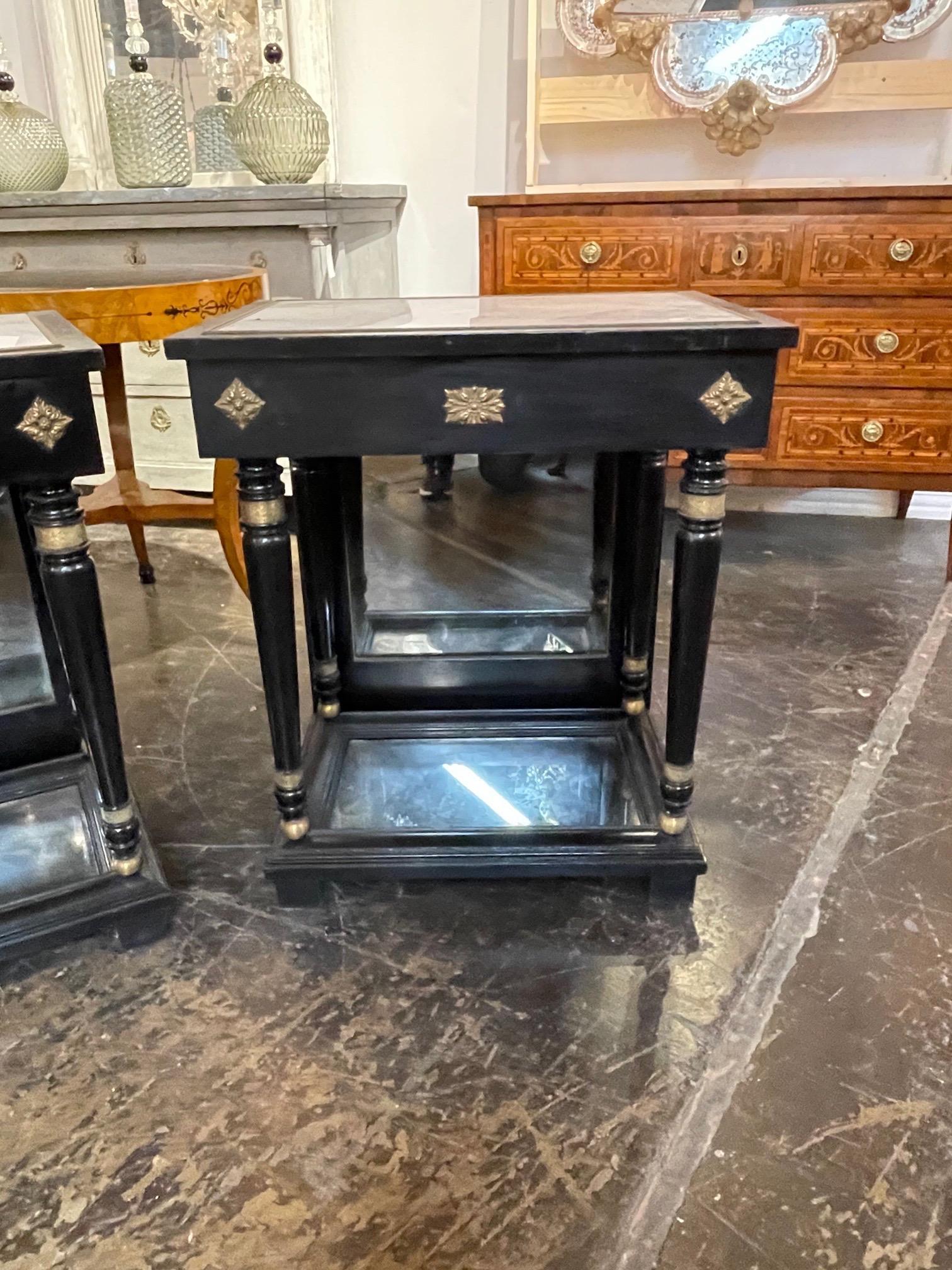 Pair of French 1940s Jansen Style Black Lacquered Side Tables In Good Condition In Dallas, TX