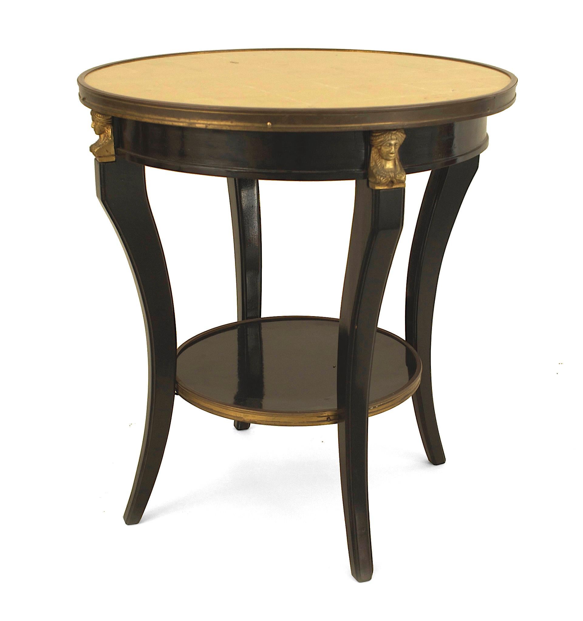 Pair of French 1940s 'Louis XVI Style' Ebonized End Tables In Fair Condition In New York, NY