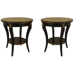 Pair of French 1940s 'Louis XVI Style' Ebonized End Tables