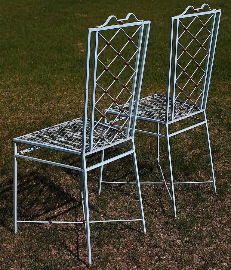 Painted 1940s Royere Style Wrought Iron Dining Chairs For Sale