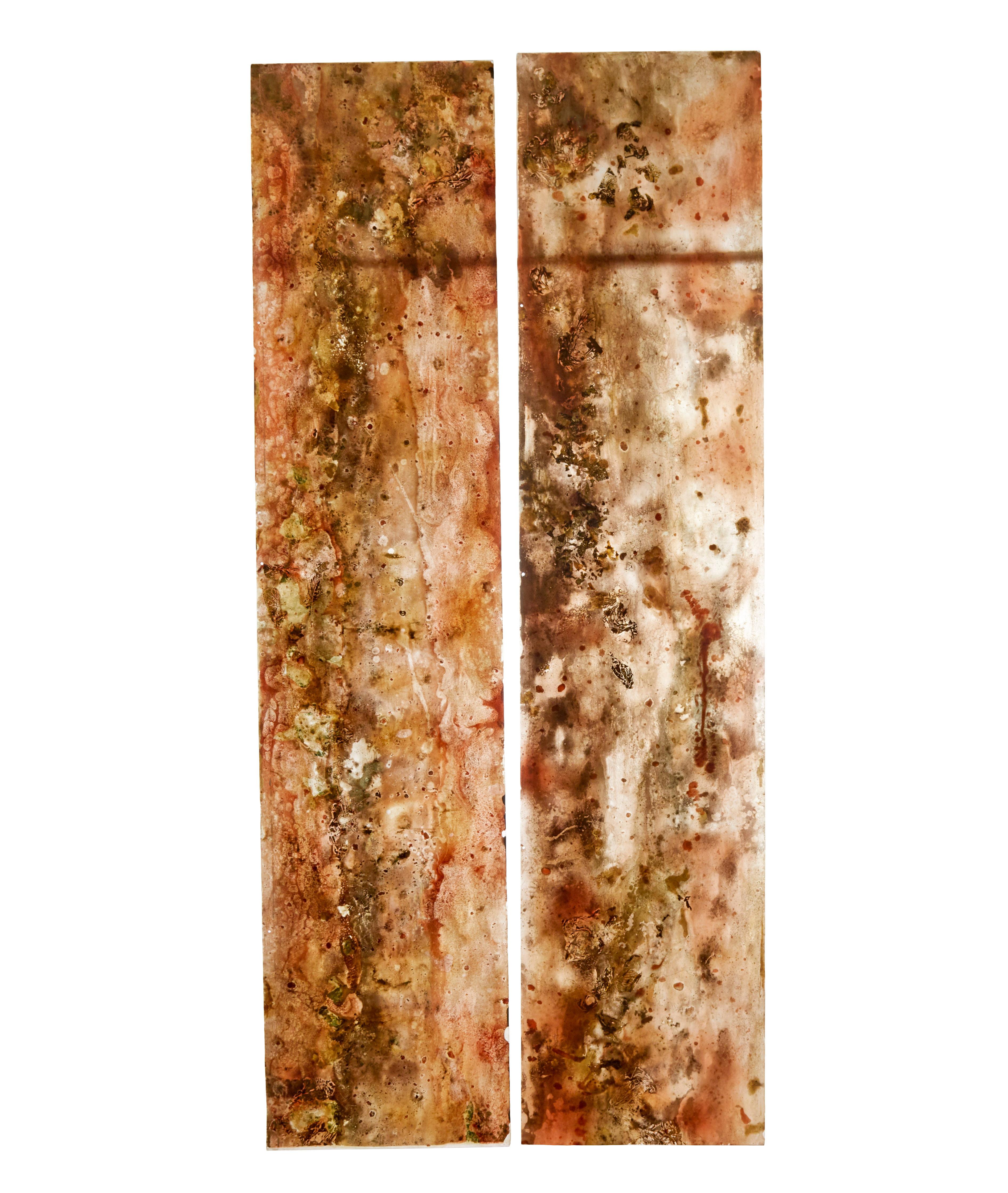 Hand-Crafted Pair of French 1950’s abstract acrylic panels For Sale