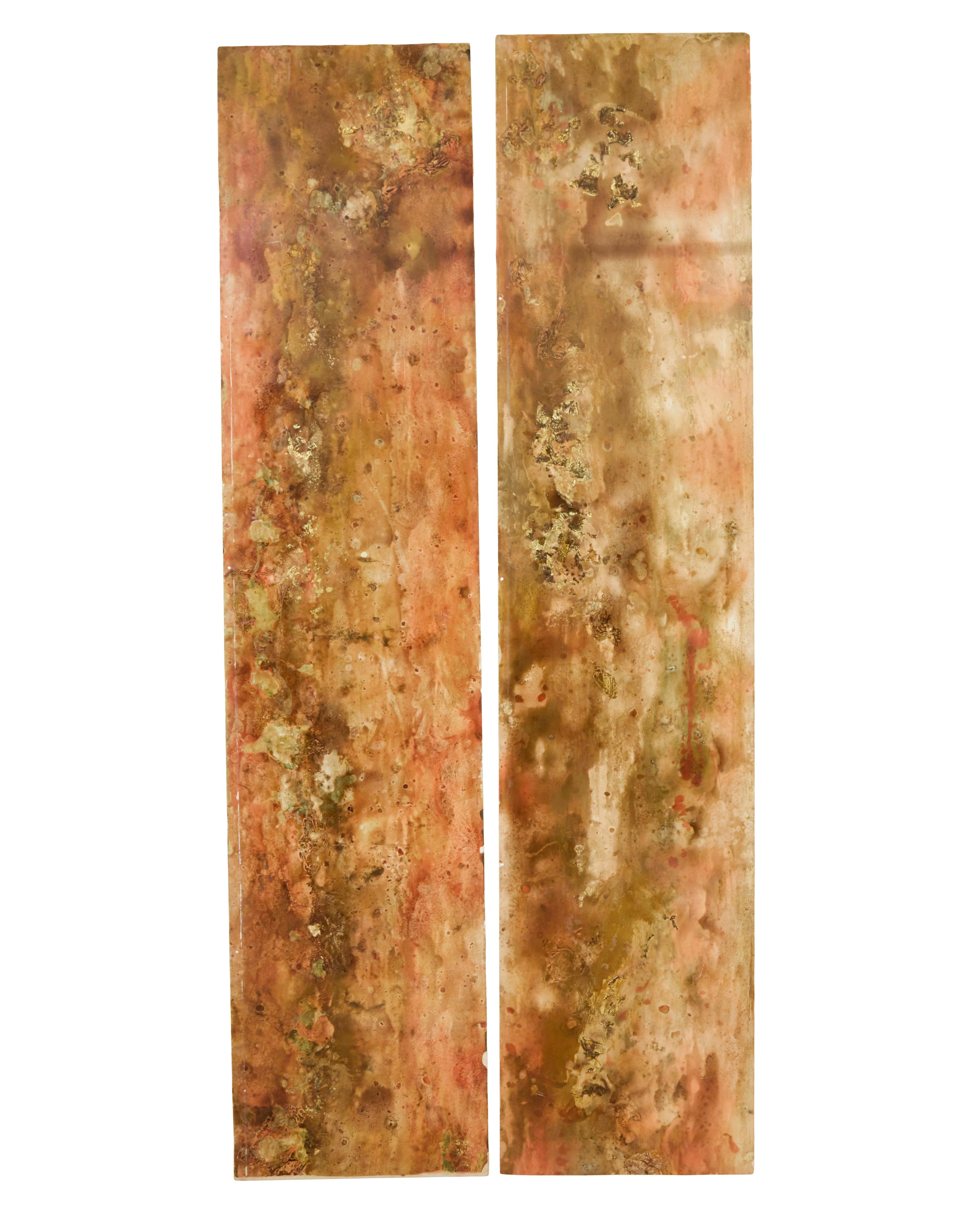 Pair of French 1950’s abstract acrylic panels In Good Condition For Sale In Debenham, Suffolk