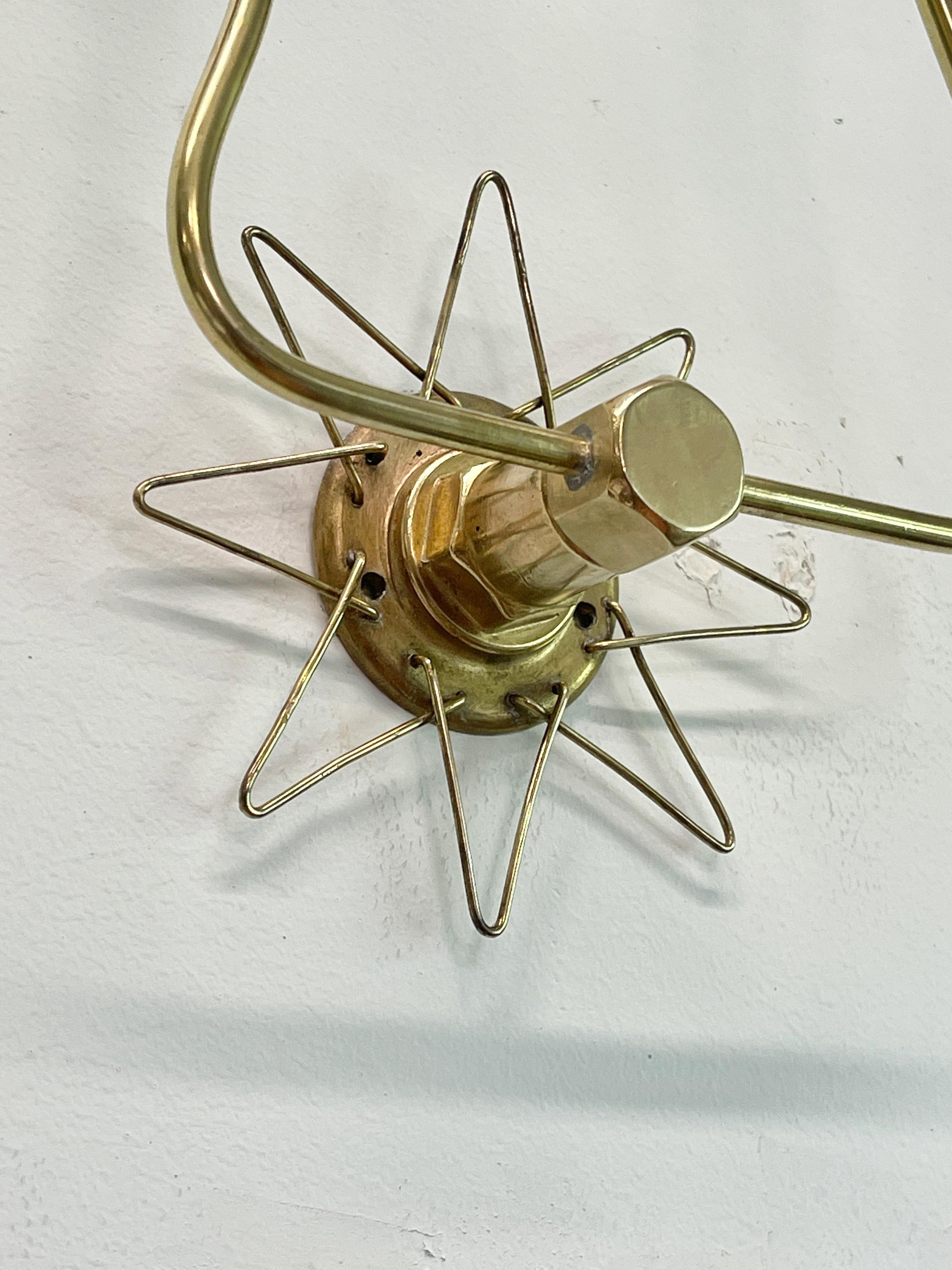 Pair of French 1950's Brass Wire Star Sconces For Sale 3