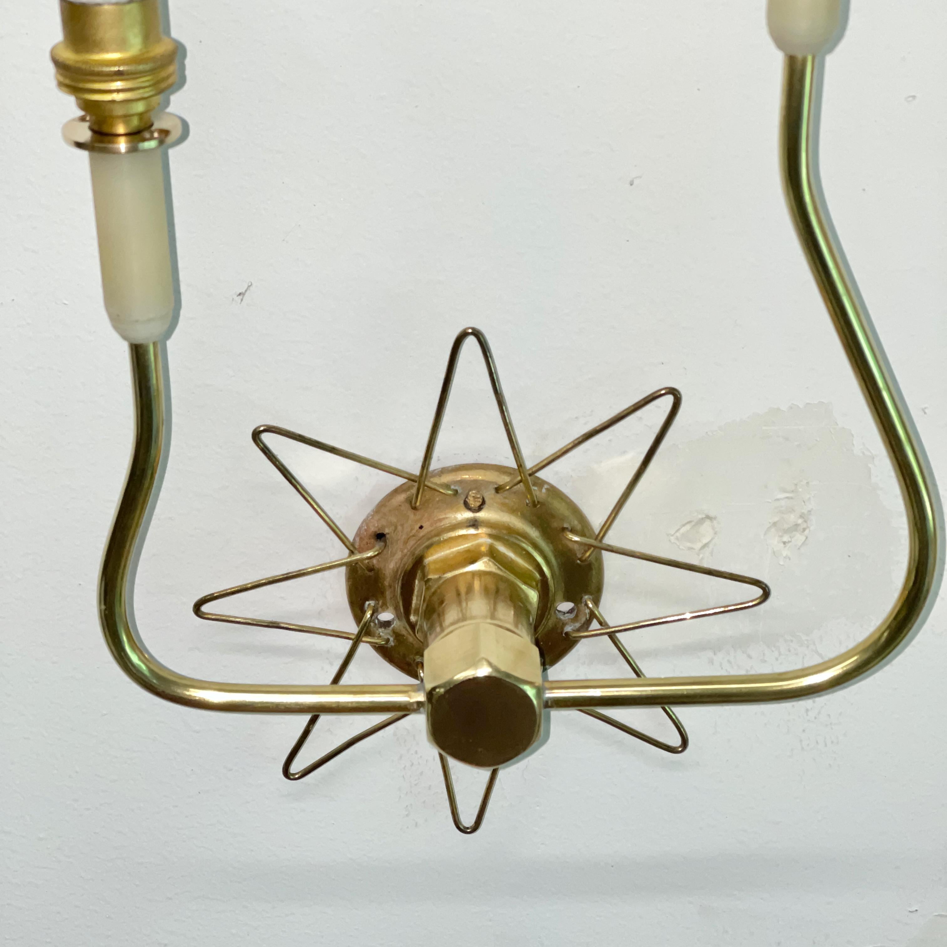 Pair of French 1950's Brass Wire Star Sconces For Sale 4