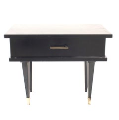 Pair of French 1950s Ebonized Low Bedside or End Tables