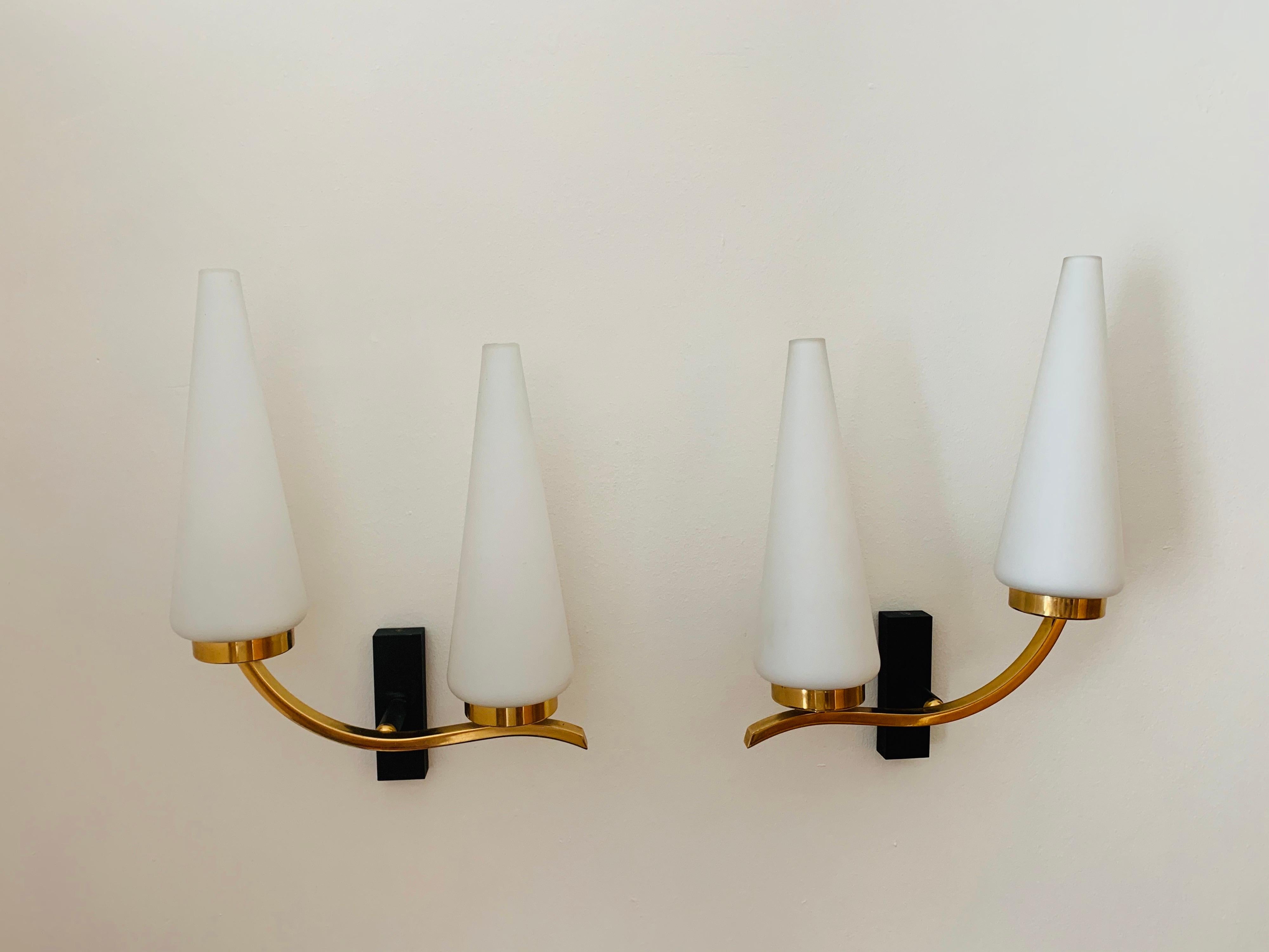 Mid-Century Modern Pair of French 1950s Lunel Wall Lights