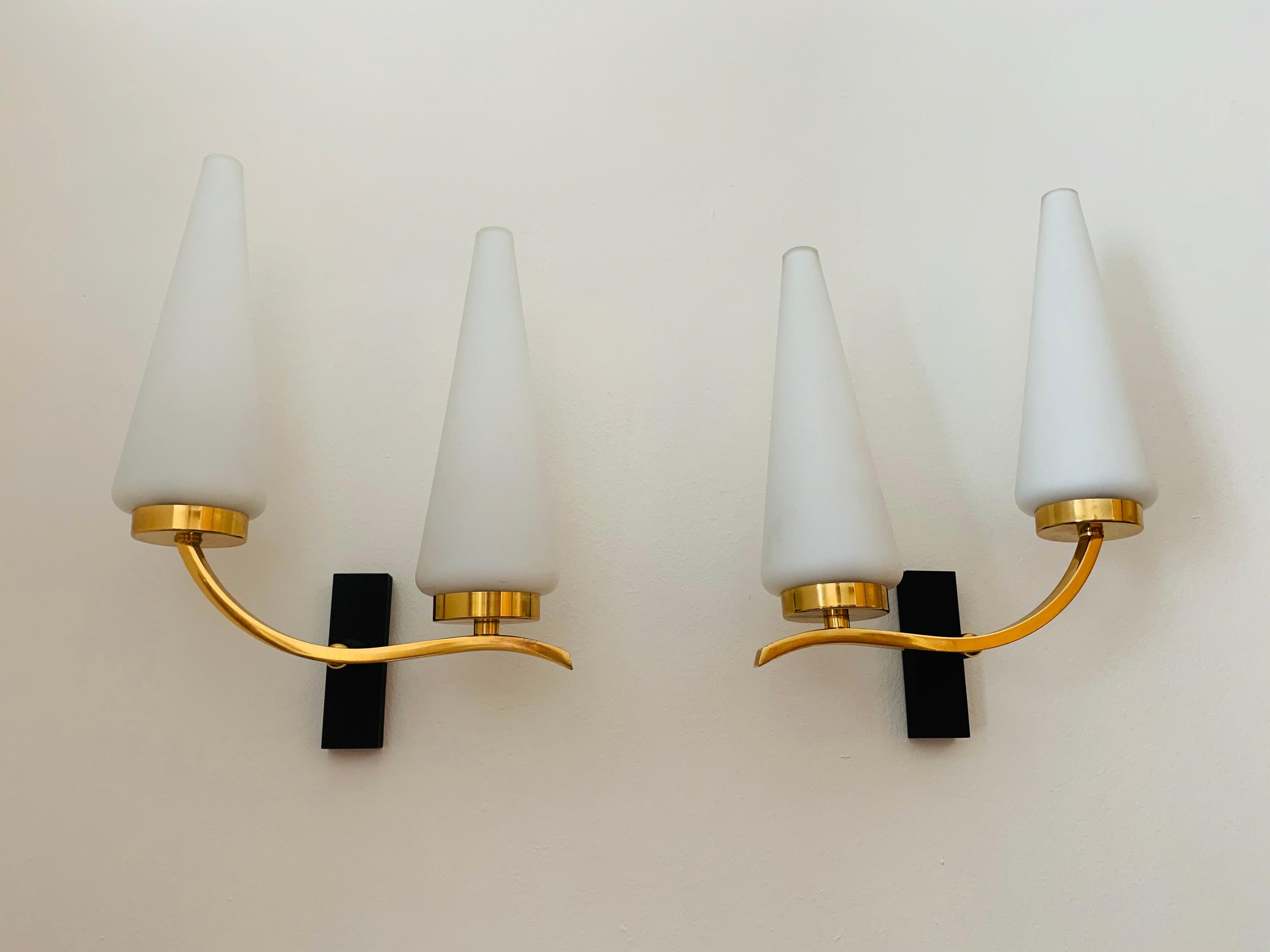 Pair of French 1950s Lunel Wall Lights In Excellent Condition In New York, NY