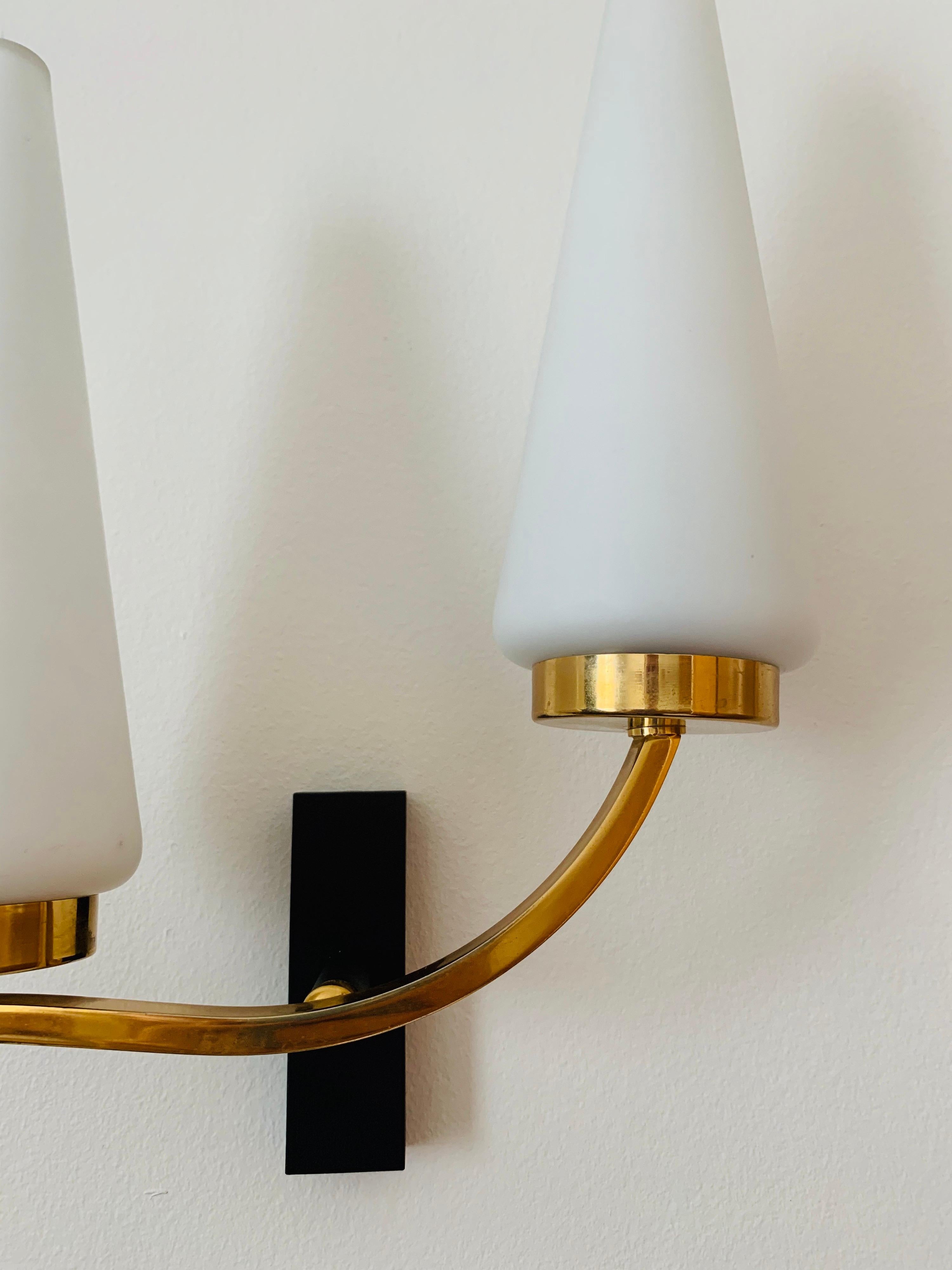 Brass Pair of French 1950s Lunel Wall Lights