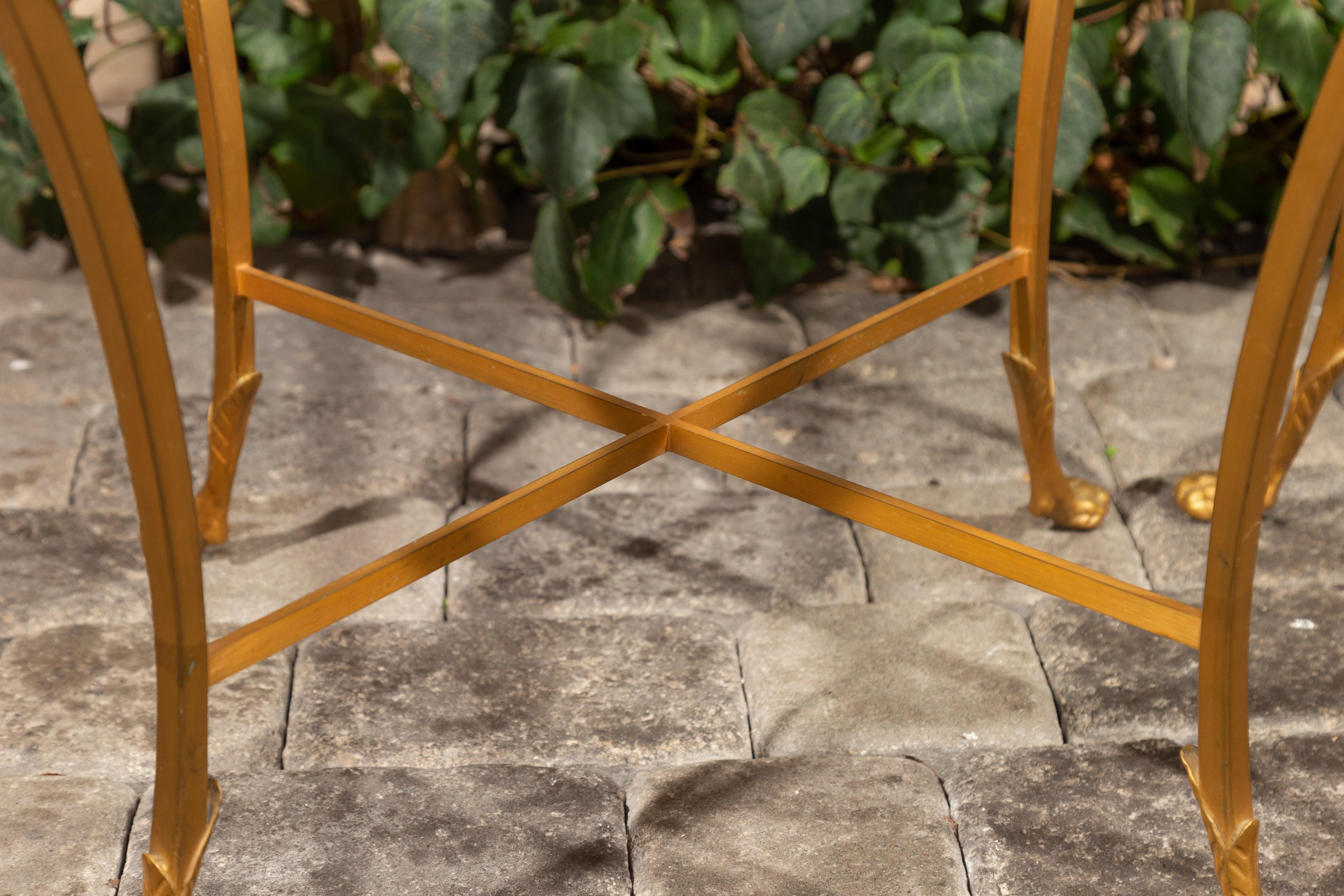 20th Century Pair of French 1950s Maison Baguès Style Tables Made of Glass and Gilt Bronze For Sale