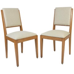 Pair of French 1950s Oak Side Chairs