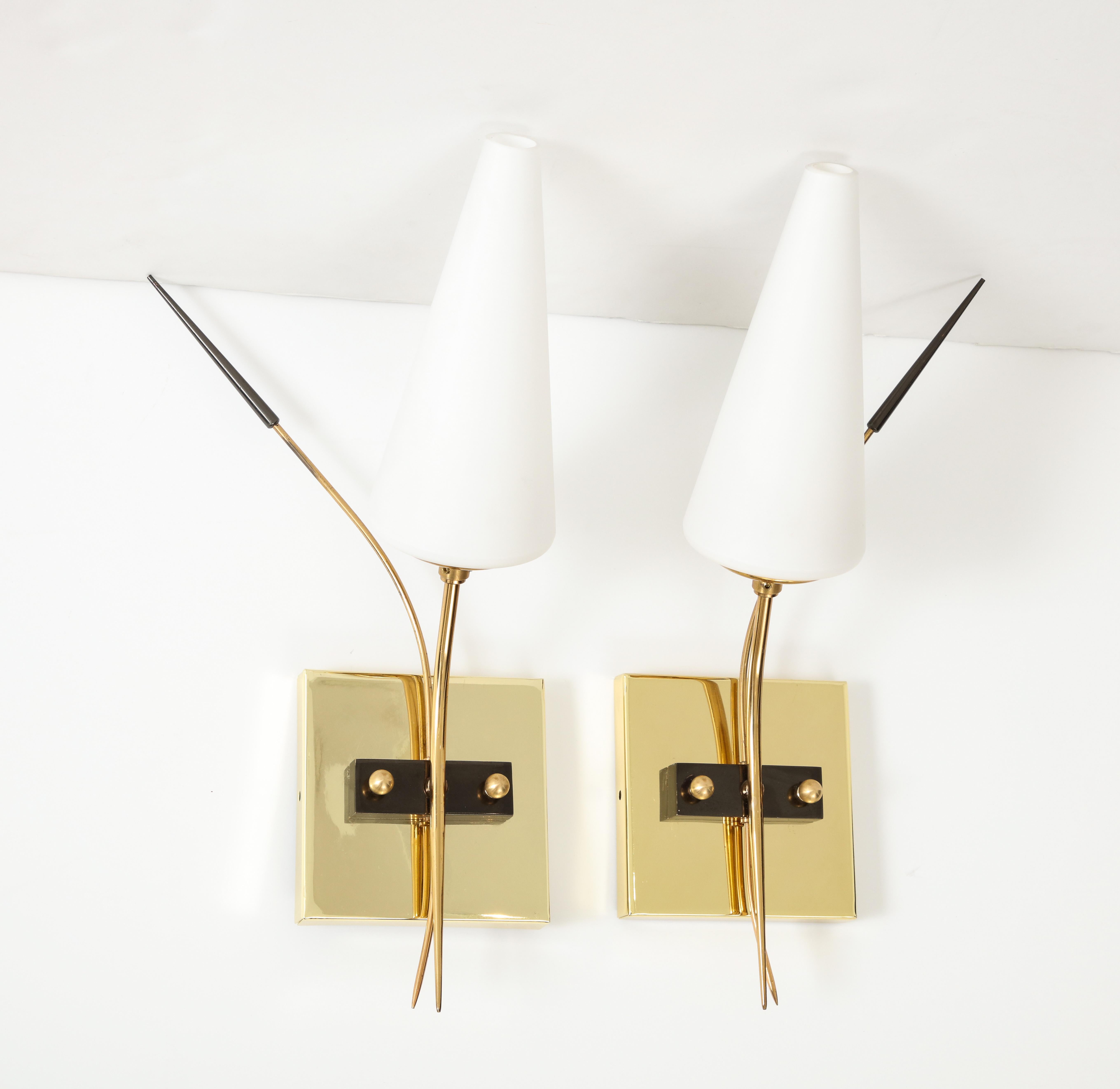 Pair of French 1950's Wall Sconces by Lunel In Good Condition For Sale In New York, NY