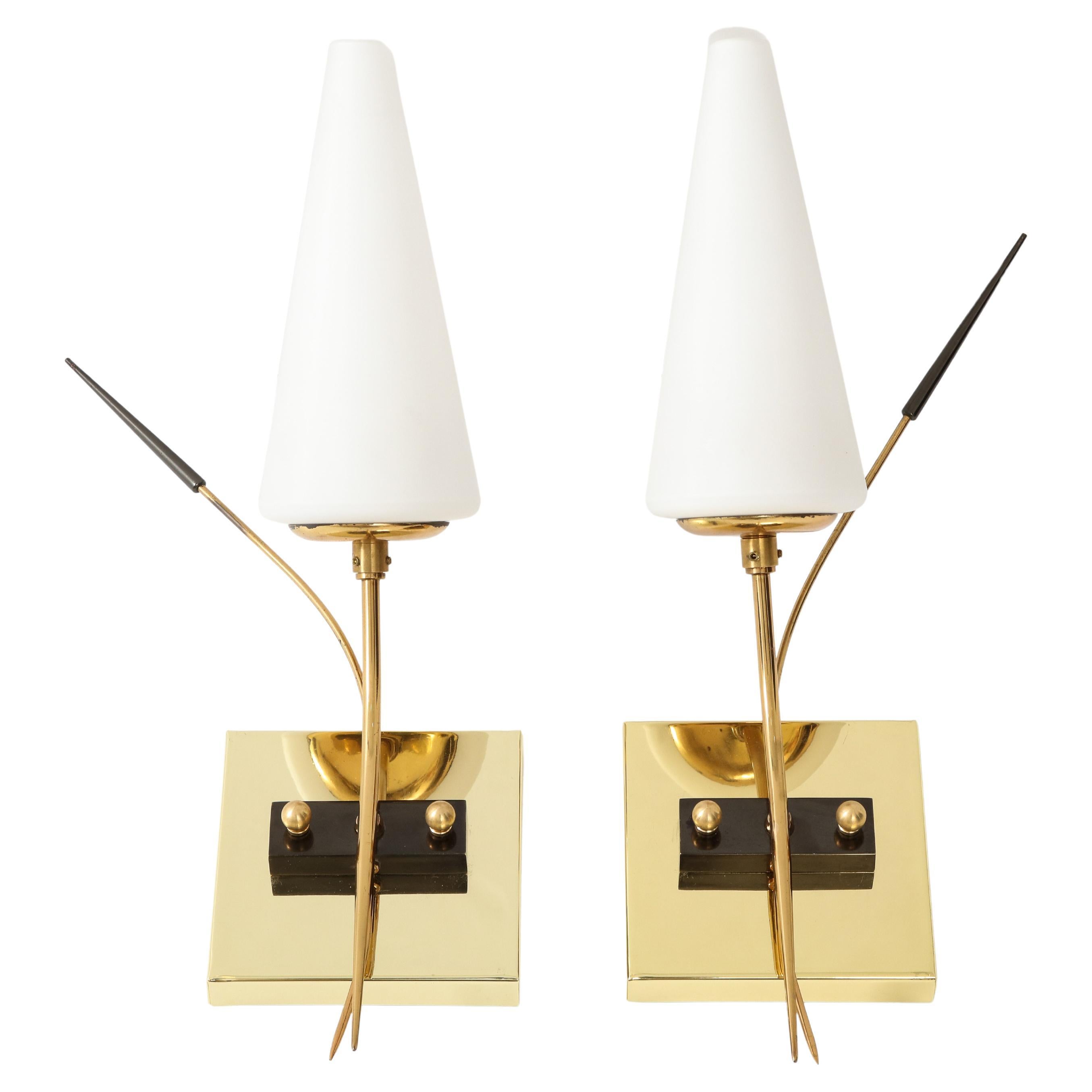 Pair of French 1950's Wall Sconces by Lunel