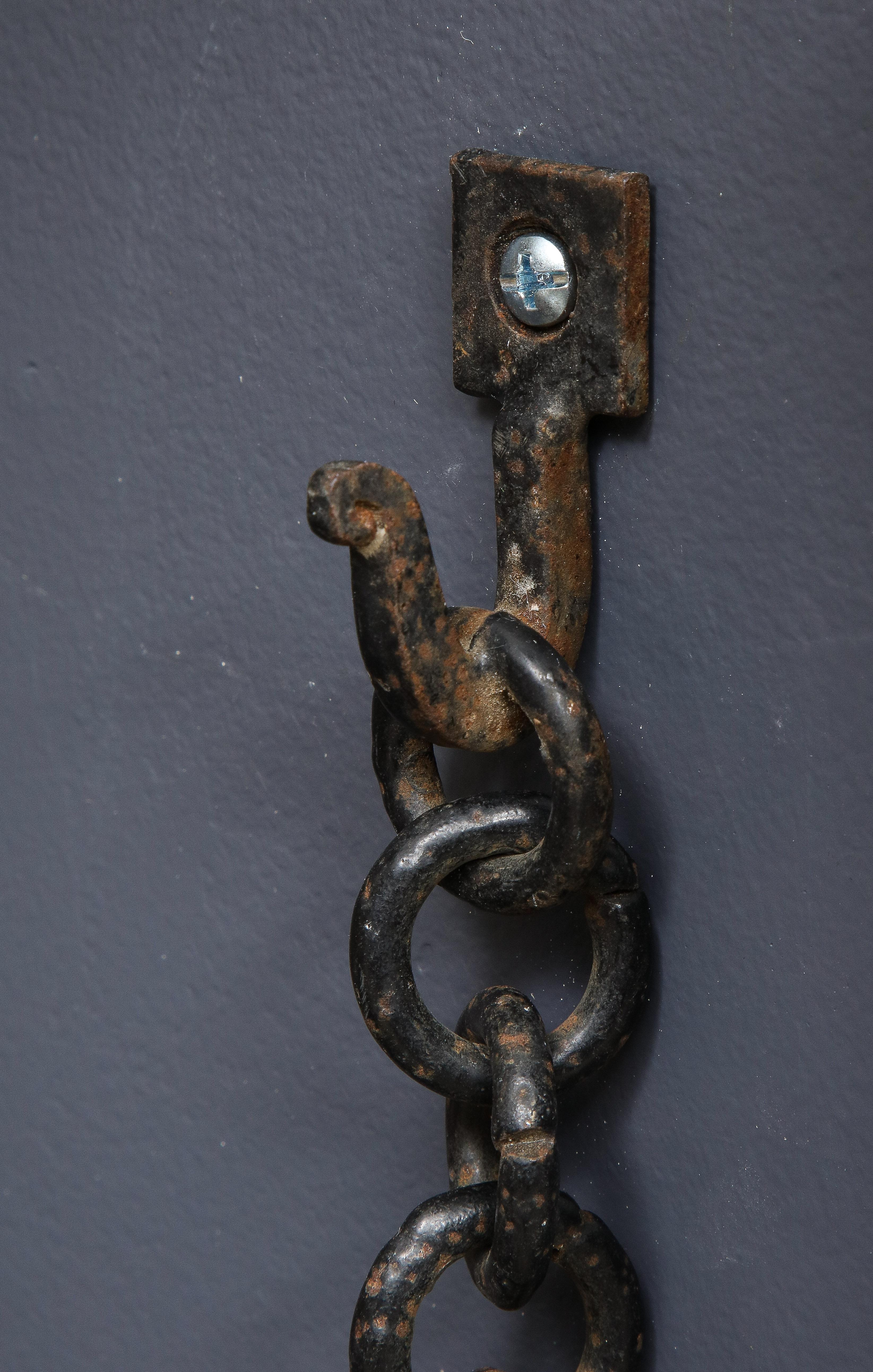 Pair of French 1950s Wrought Iron Anchor Shaped Wall Sconces For Sale 7