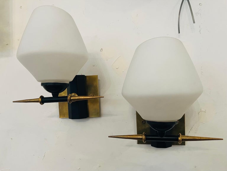 Pair of French 1960s Arlus Wall Lamps In Excellent Condition For Sale In New York, NY