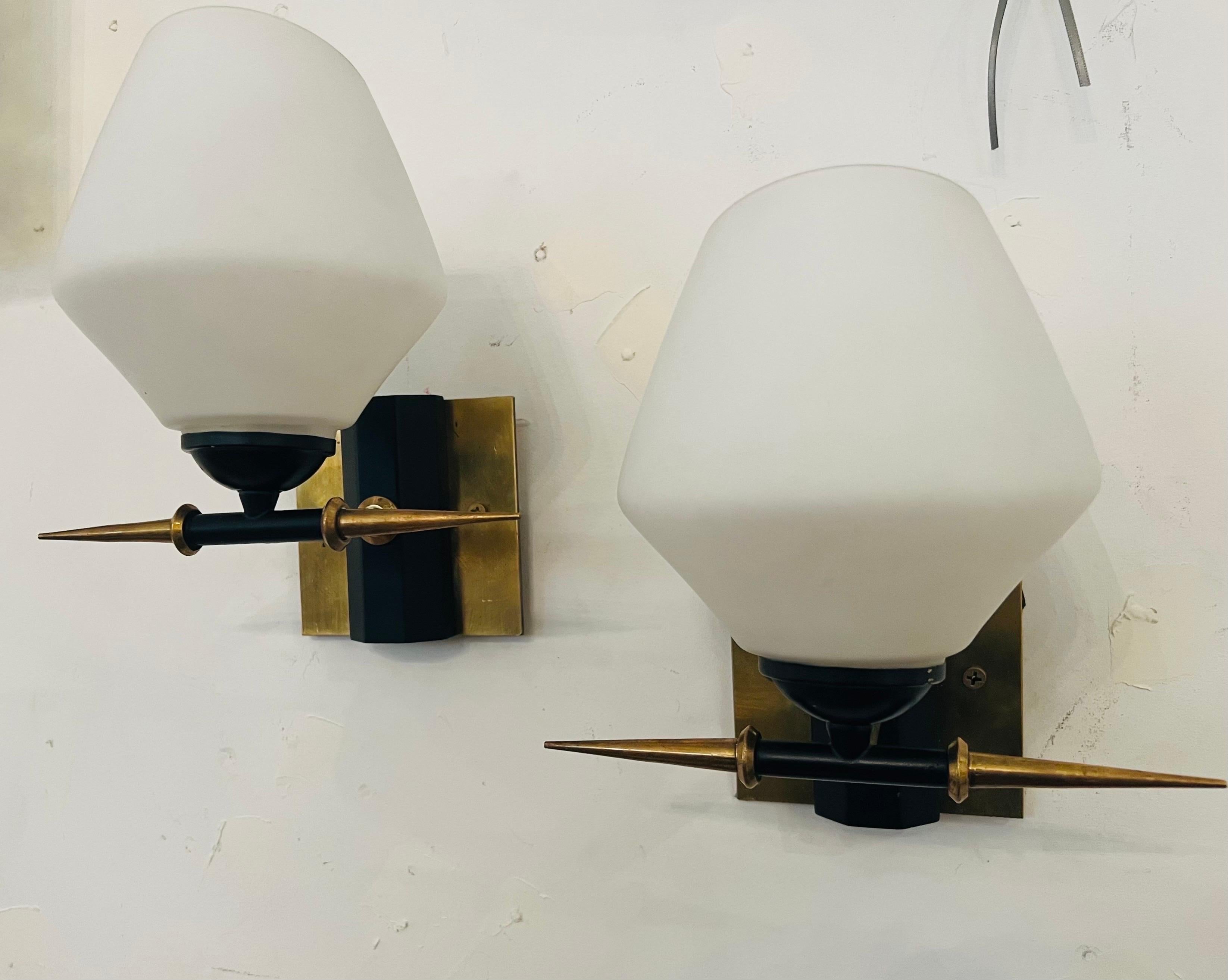 Mid-20th Century Pair of French 1960s Arlus Wall Lamps
