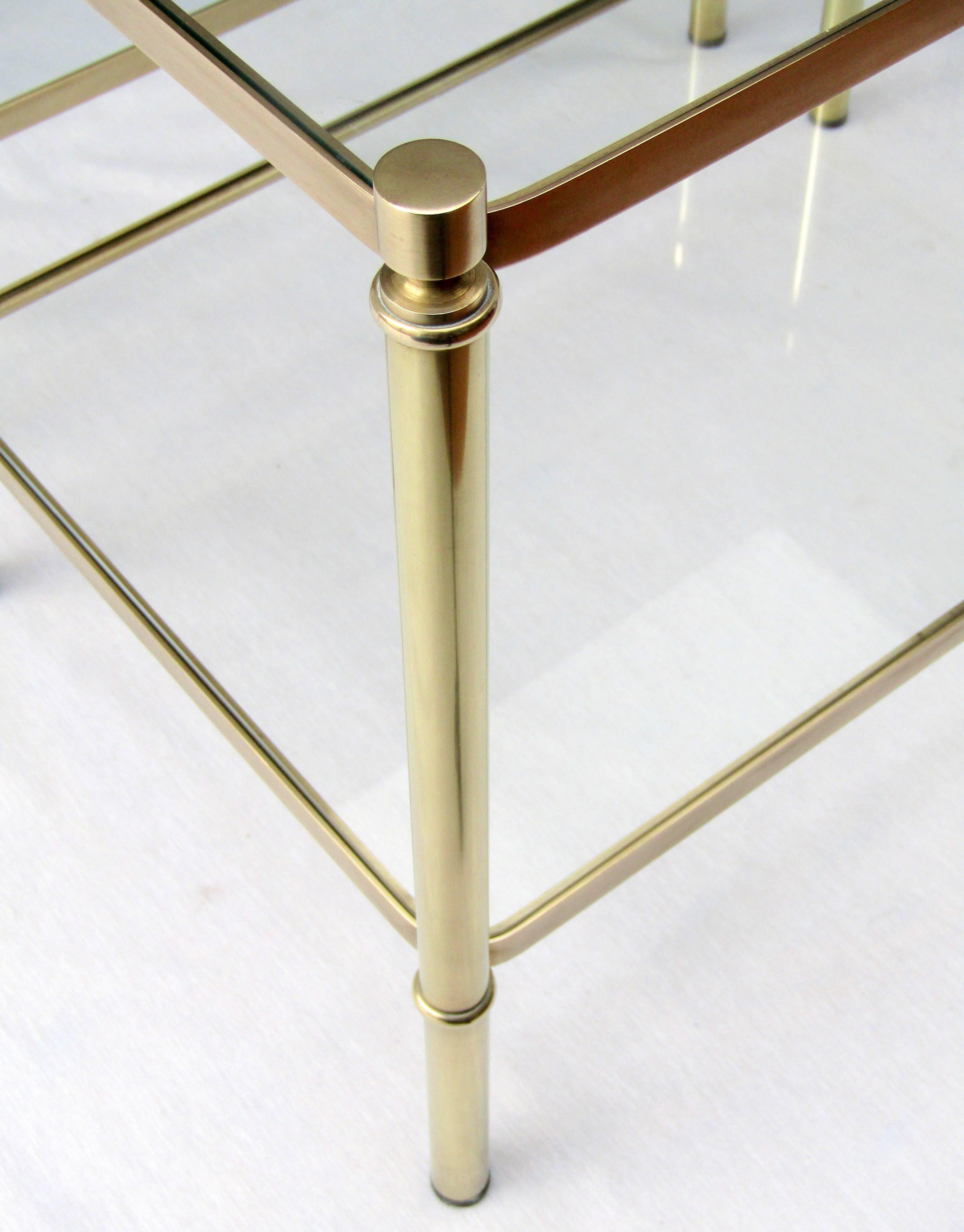 Pair of French 1960s Brass and Glass Side Tables In Excellent Condition In London, GB
