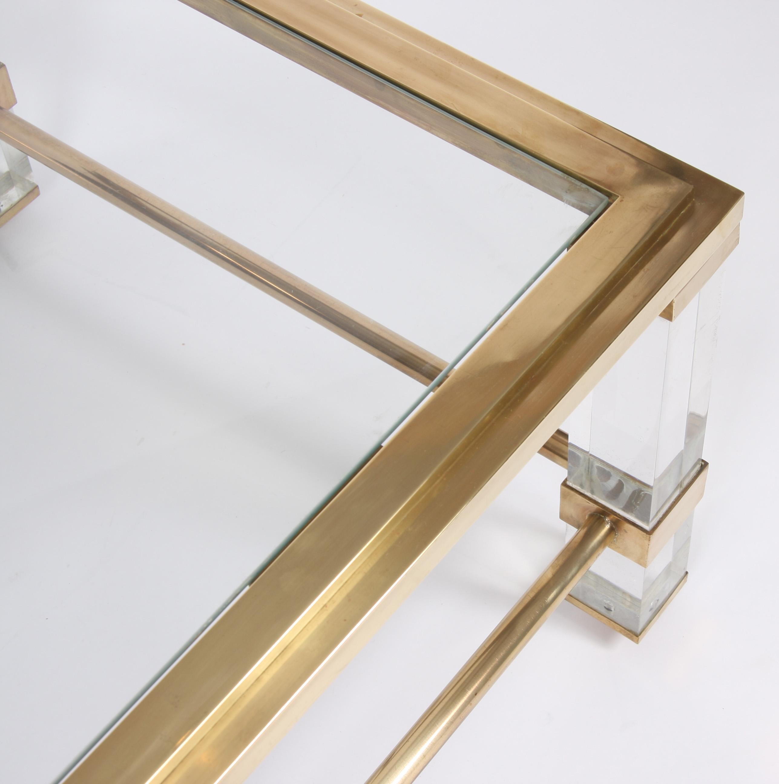 Pair of French 1960s Brass and Lucite Tables In Good Condition In London, GB